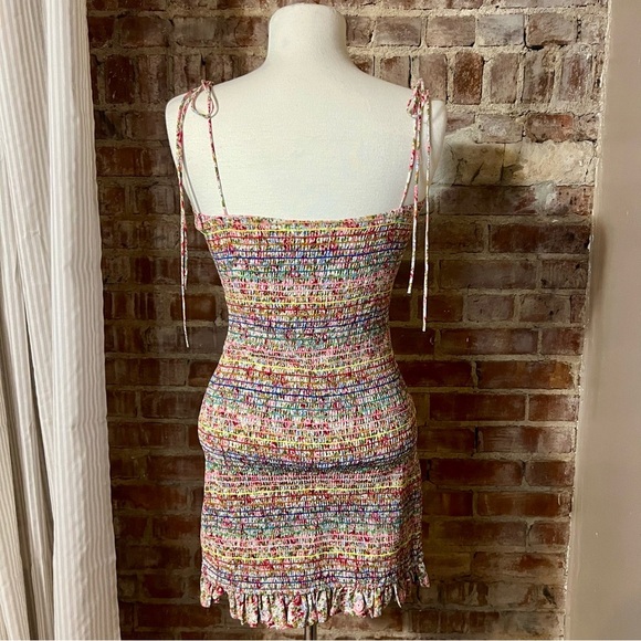 Multicolor Floral Striped Spaghetti Strap Midi Dress -Size M -DR09 - Picture 5 of 9